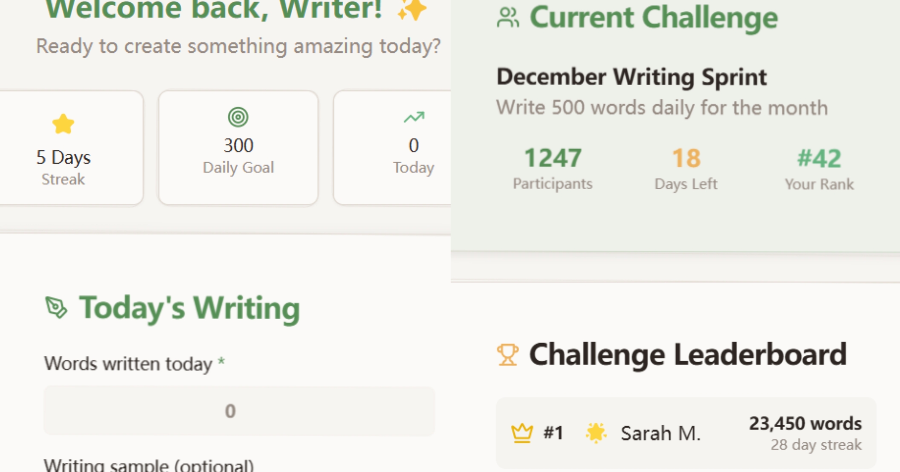 Writick Project - AI-powered writing habit tracker with minimalist design and smart insights